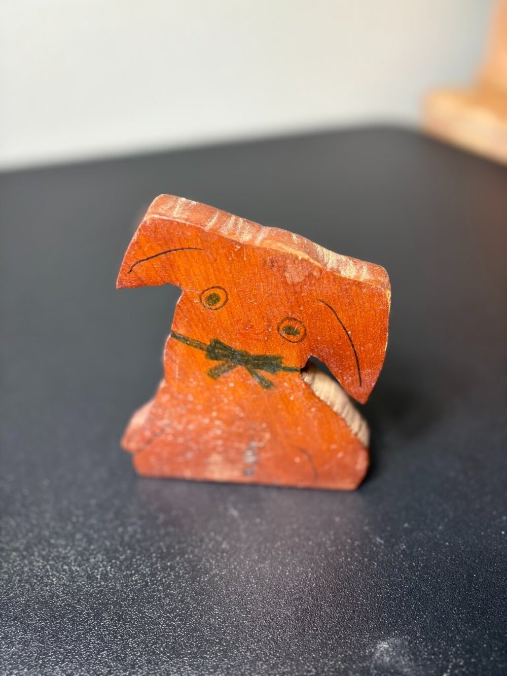 Vintage Primitive Whimsical Wooden Dog Door Stop Folk Art